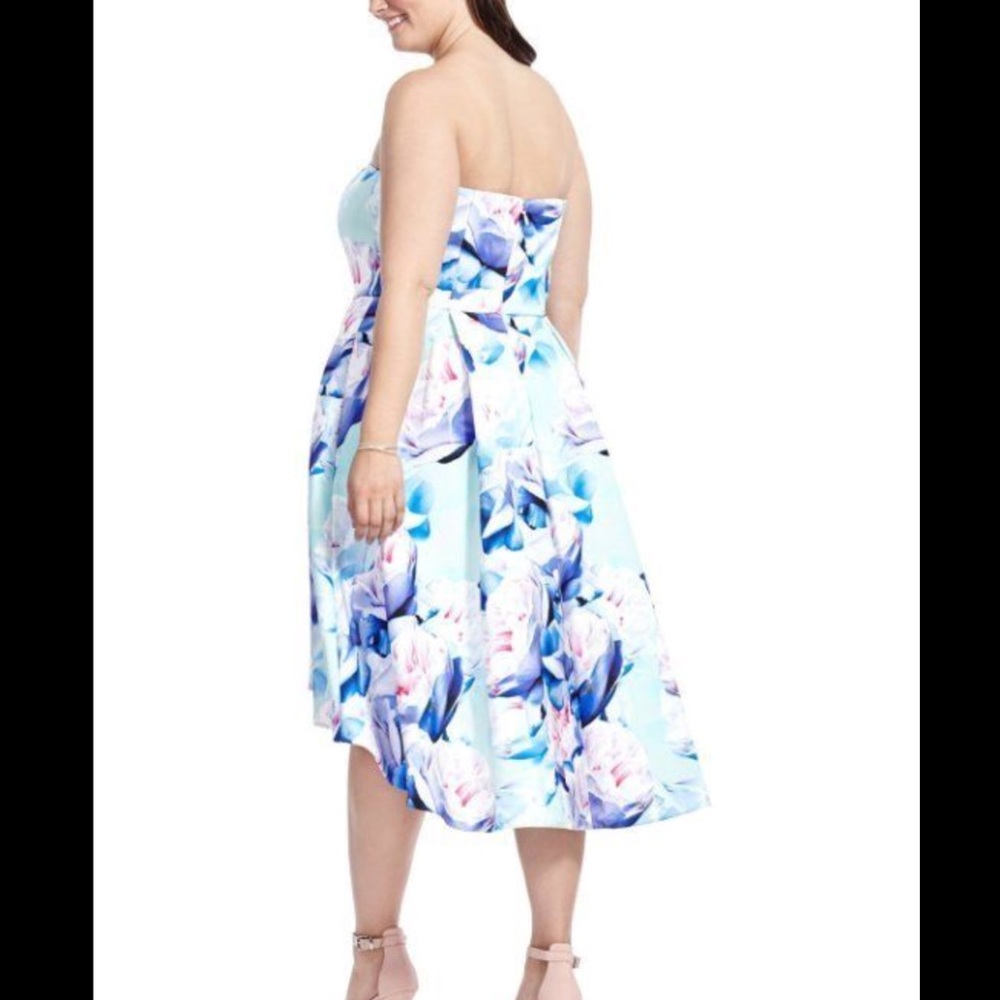 Strapless satin peony A-line dress. Size 22w